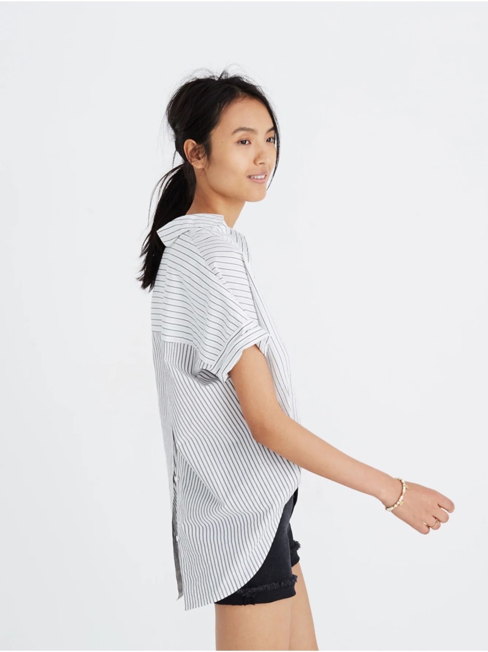 Madewell Courier Button-Back Shirt in Stripe-Play - Picture 4 of 4